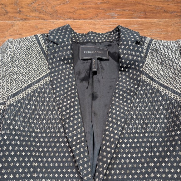BCBGMAXAZRIA Black Geometric Pattern Blazer Jacket Women's XXS - Picture 3 of 13